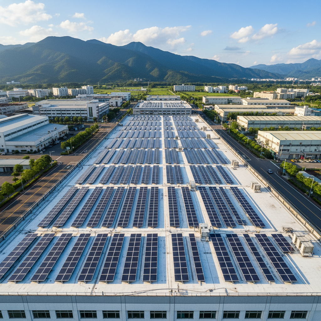 工廠屋頂太陽能板空拍